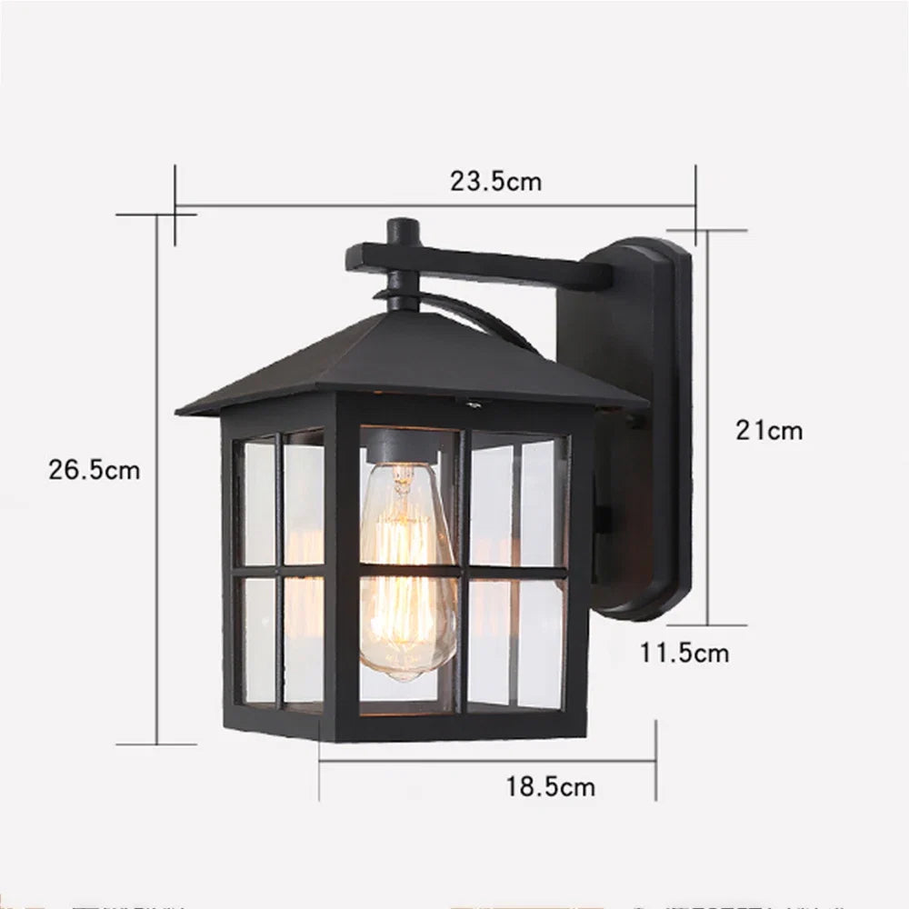 Outdoor Wall Lantern IP44 | Vintage Black E27 Sconce | Camden