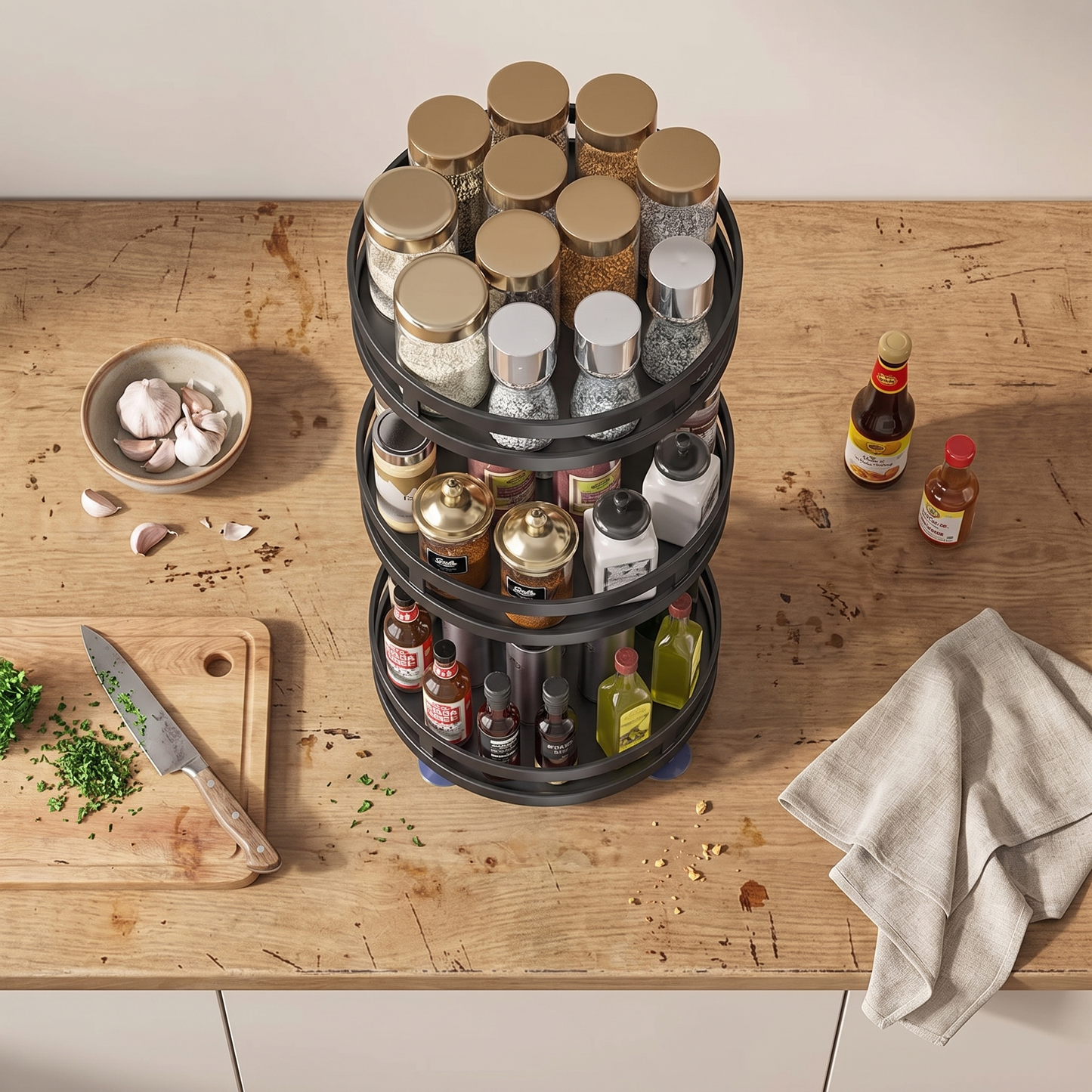 360 Rotating Spice Rack Kitchen Carousel