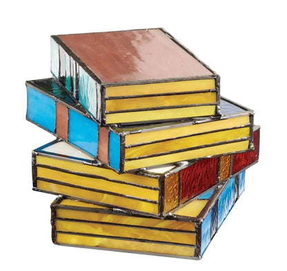 Stained Glass Book Lamp Set of 3 | Handcrafted Art Lighting
