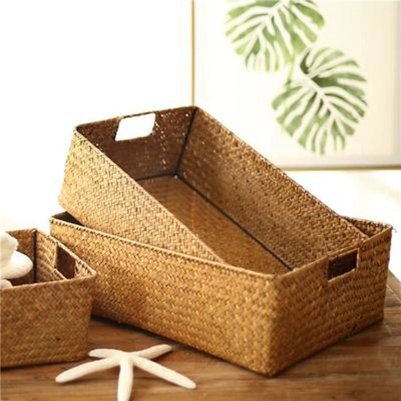 Basket used for bread and fruit on a kitchen table