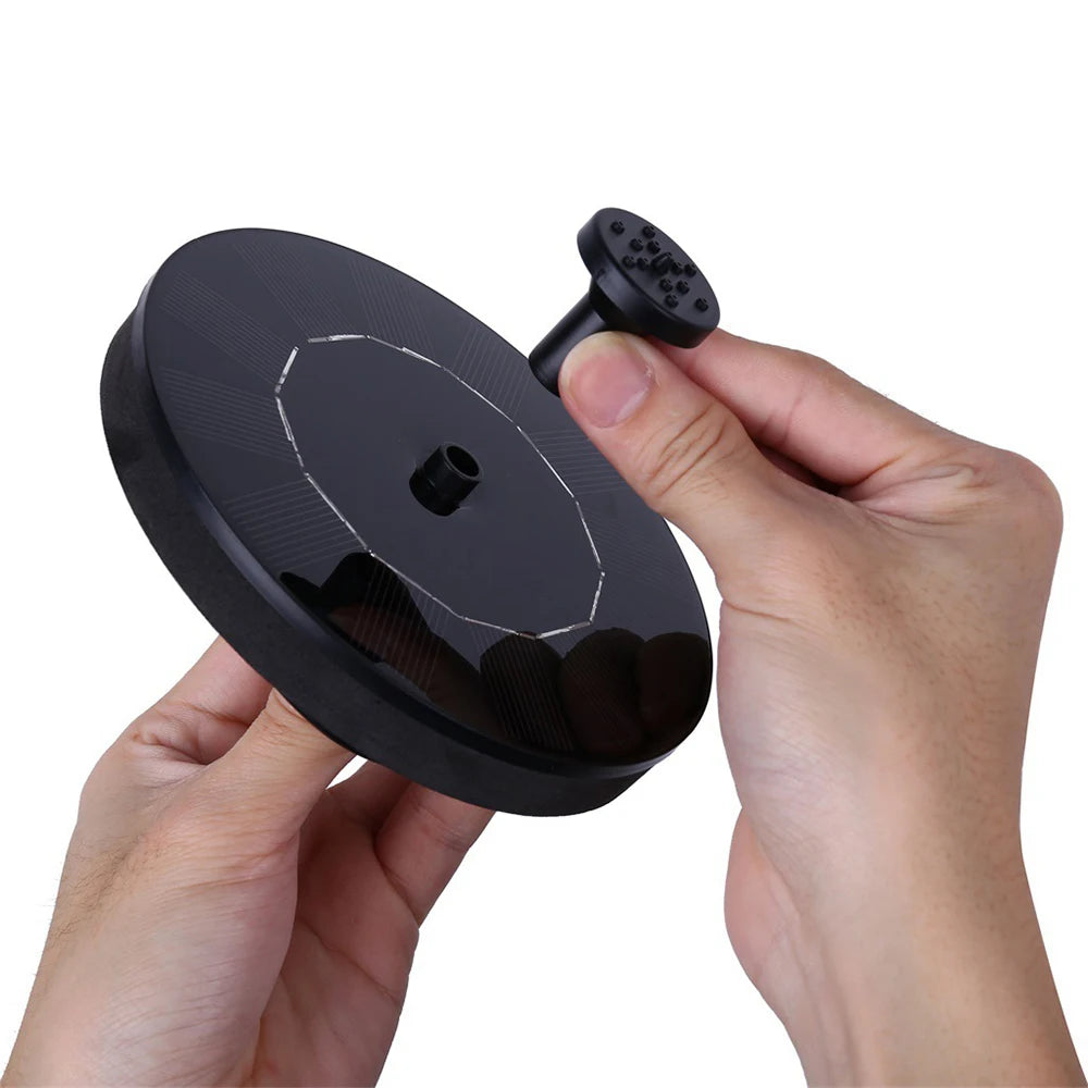 Floating solar fountain disc shown close up