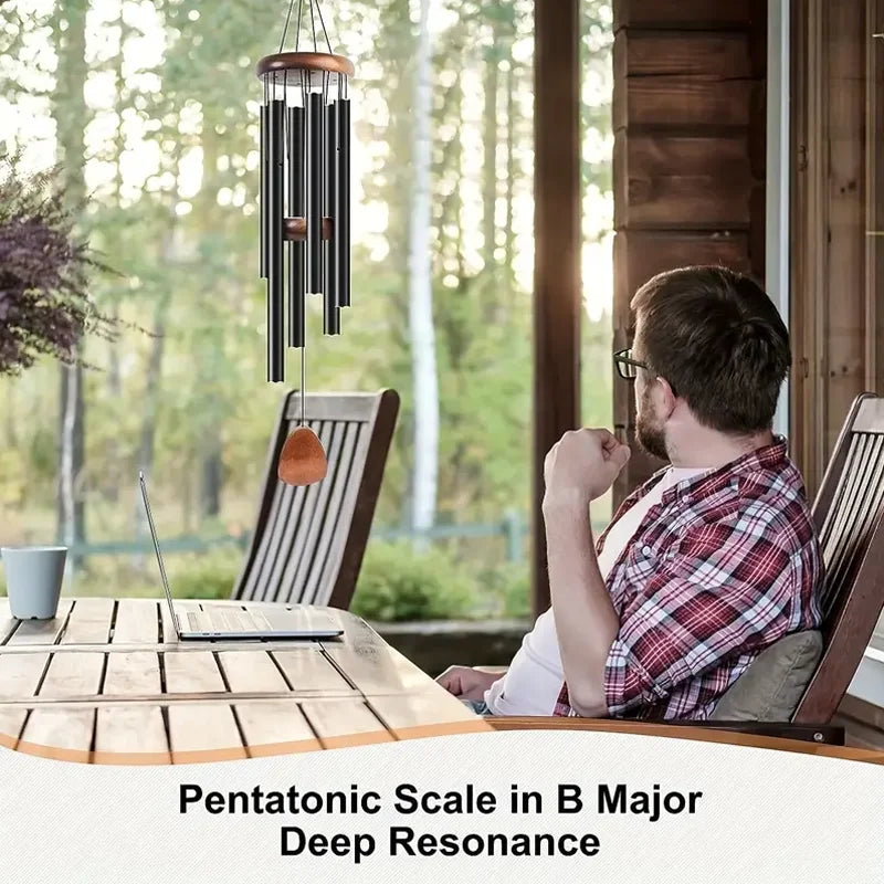 Wind chime hung on a porch