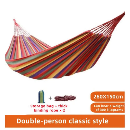 Canvas Hammock | Striped Double Swing Bed for Garden & Camping