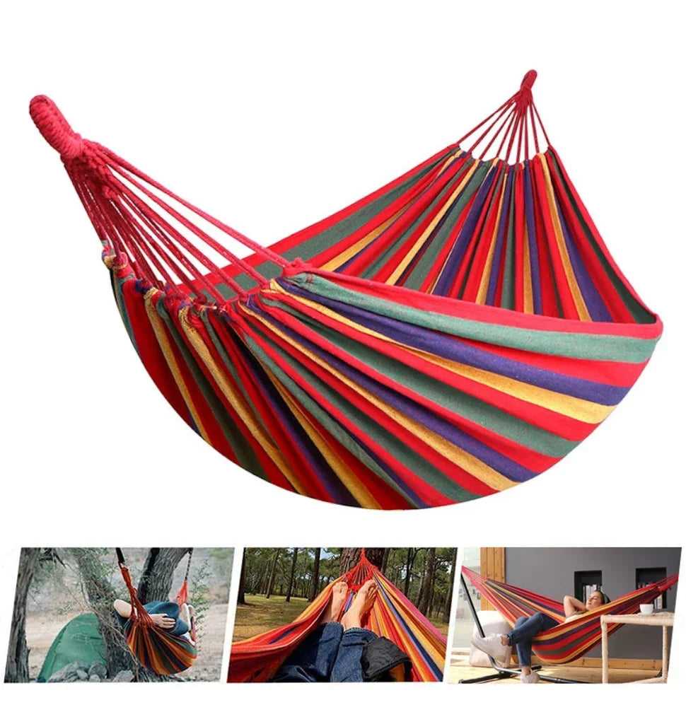 Canvas Hammock | Striped Double Swing Bed for Garden & Camping