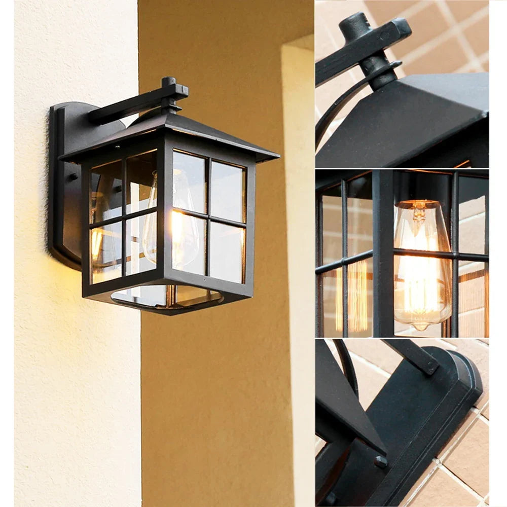 Outdoor Wall Lantern IP44 | Vintage Black E27 Sconce | Camden