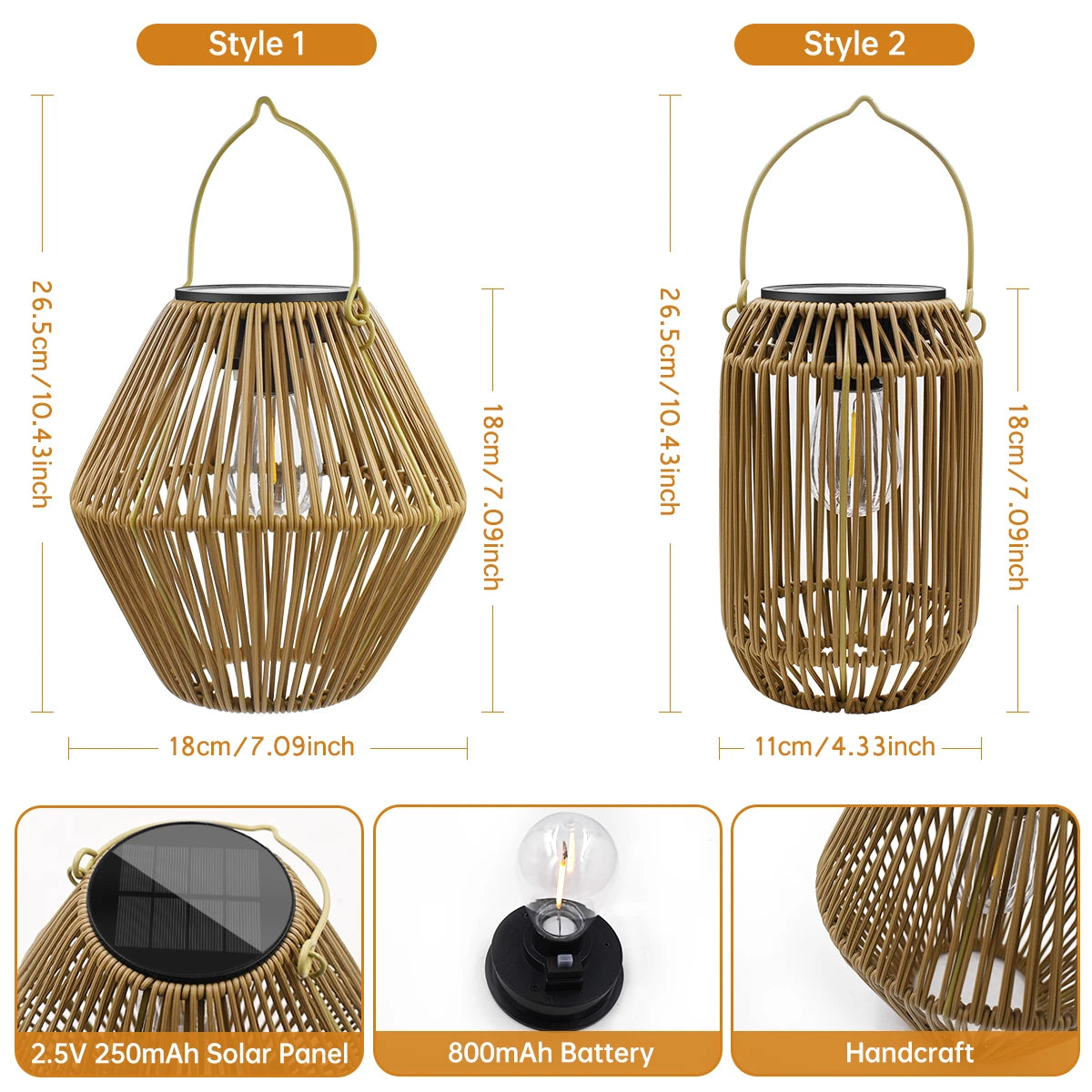 Tall and rounded lantern shapes side by side