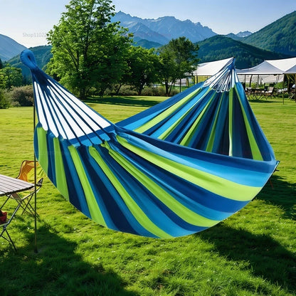 Canvas Hammock | Striped Double Swing Bed for Garden & Camping
