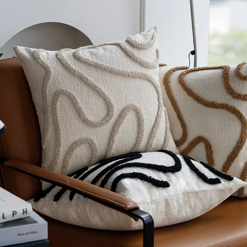 Close view of the raised tufted line pattern
