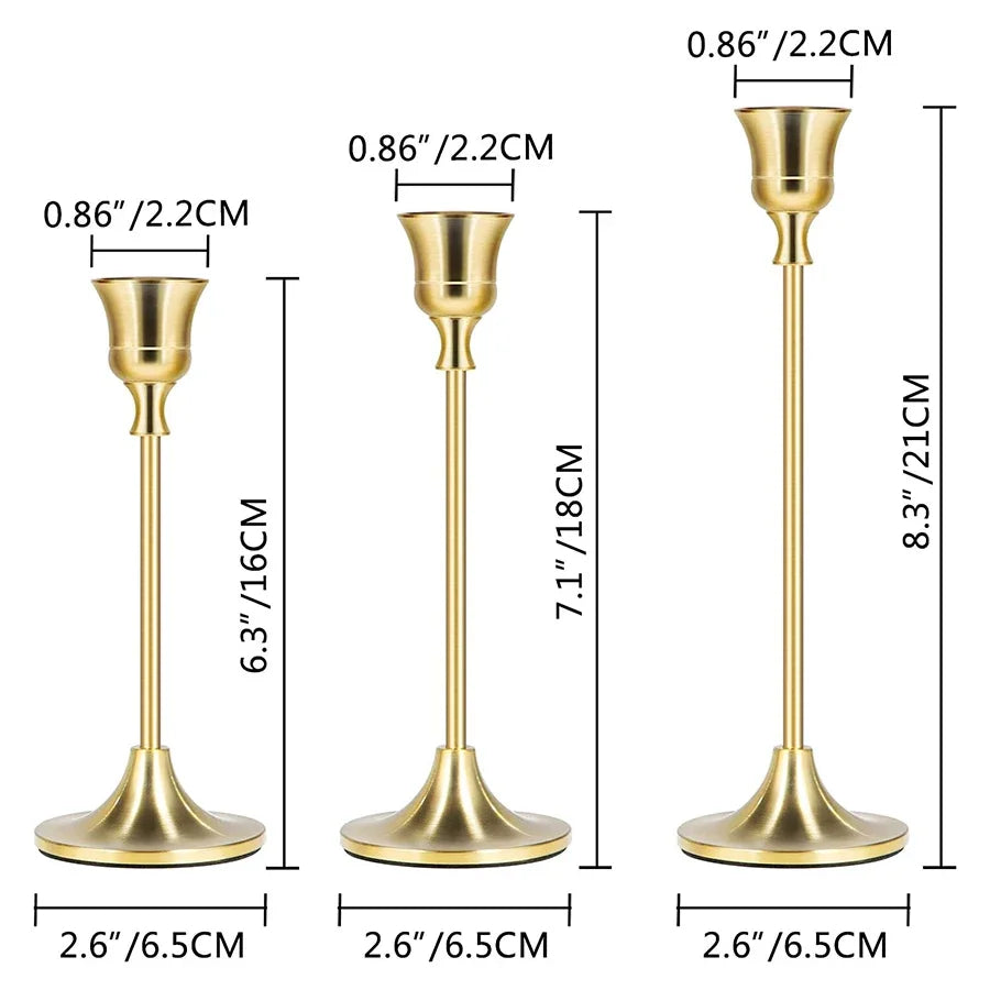Candlesticks in three graduated heights