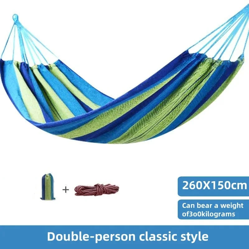 Canvas Hammock | Striped Double Swing Bed for Garden & Camping
