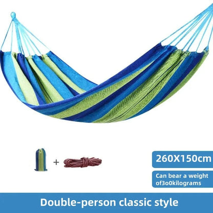 Canvas Hammock | Striped Double Swing Bed for Garden & Camping