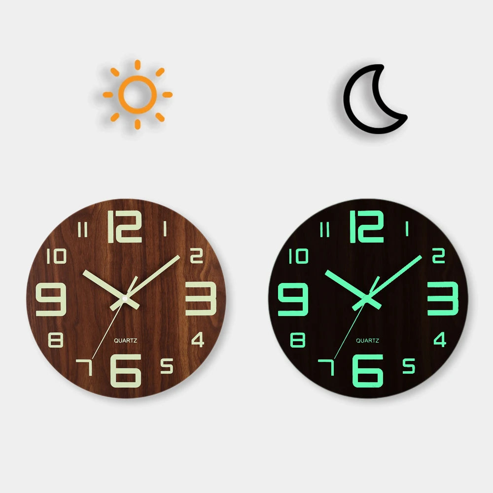Clock shown lit and unlit side by side