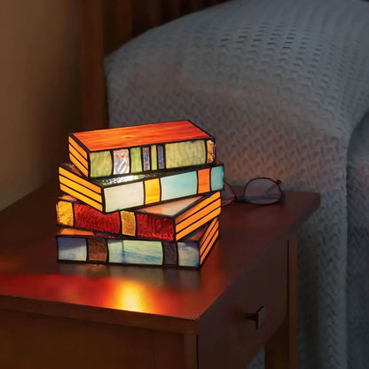 Stained Glass Book Lamp Set of 3 | Handcrafted Art Lighting