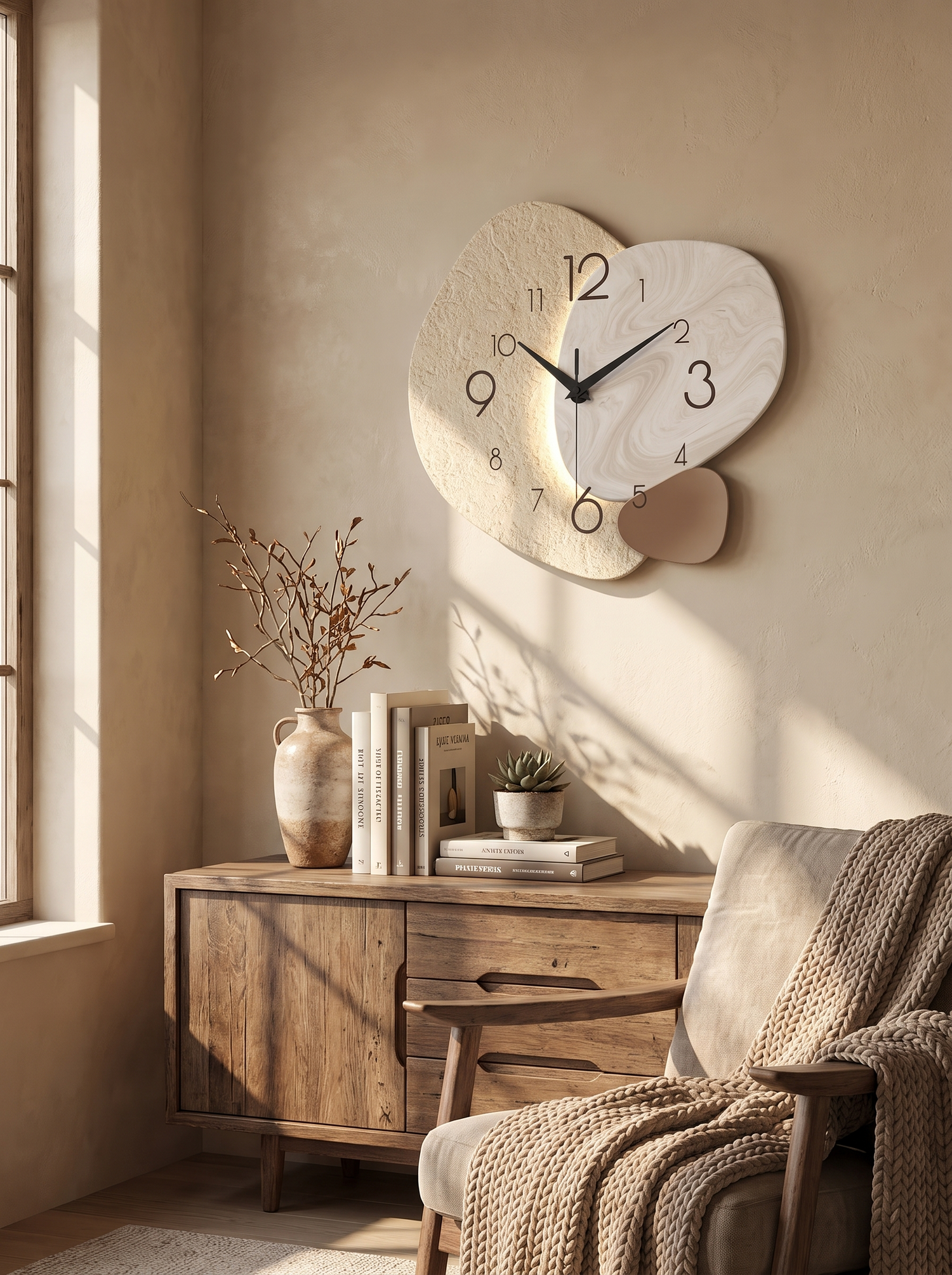 Q1S1 TempoStone wall clock stone textured face
