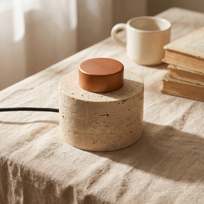 Travertine Stone Pendant Light Wabi-Sabi Bedside Lamp