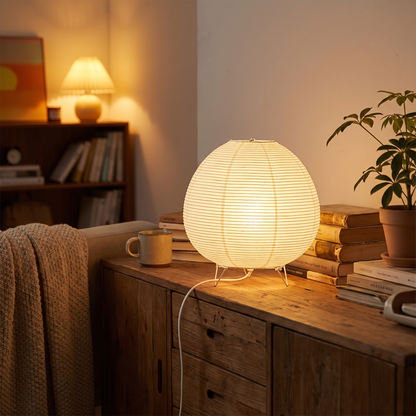 Wabi-Sabi Paper Globe Table Lamp Nordic LED Bedside Light