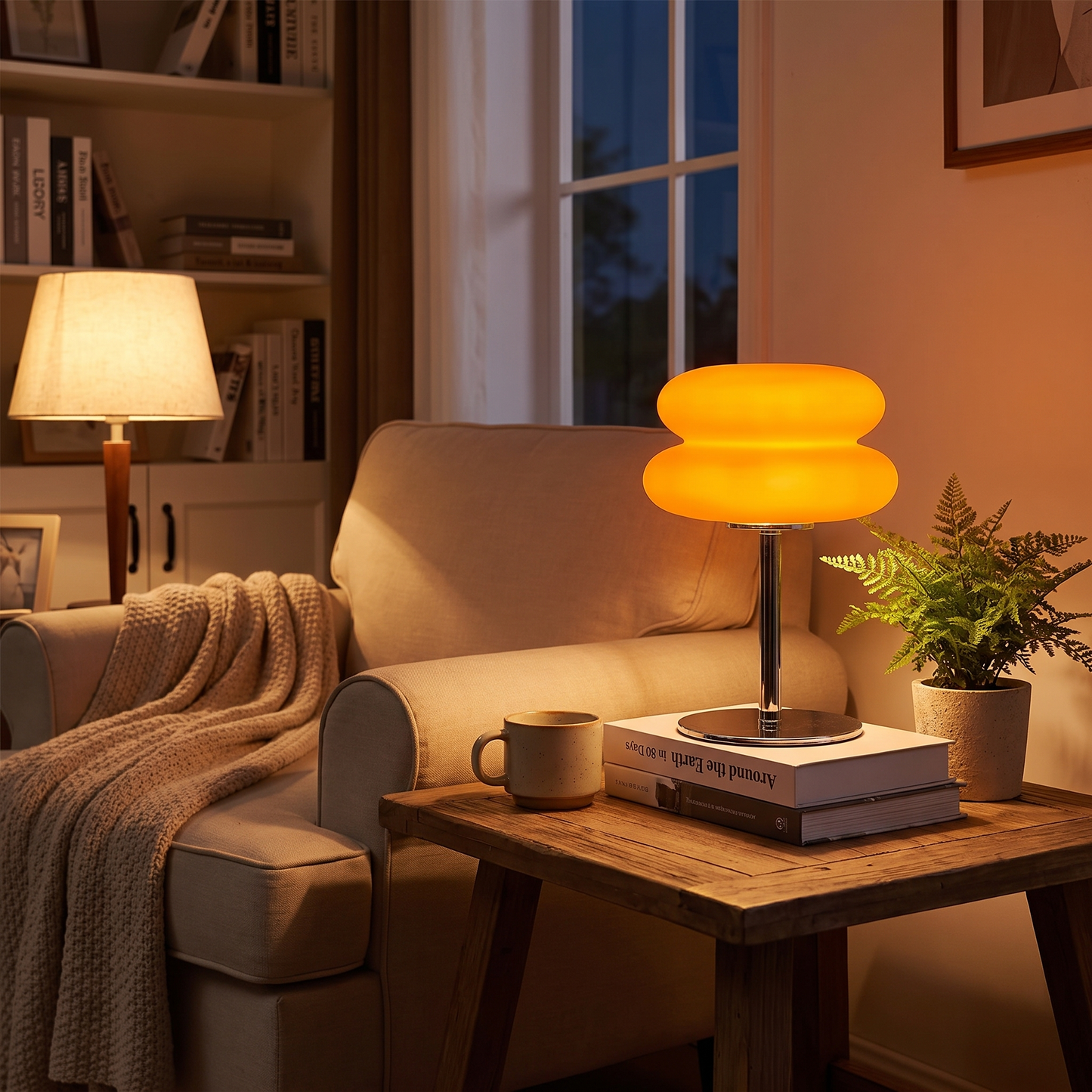 Cream Bedside Table Lamp 3-Colour Dimmable USB-C