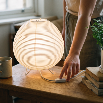 Wabi-Sabi Paper Globe Table Lamp Nordic LED Bedside Light