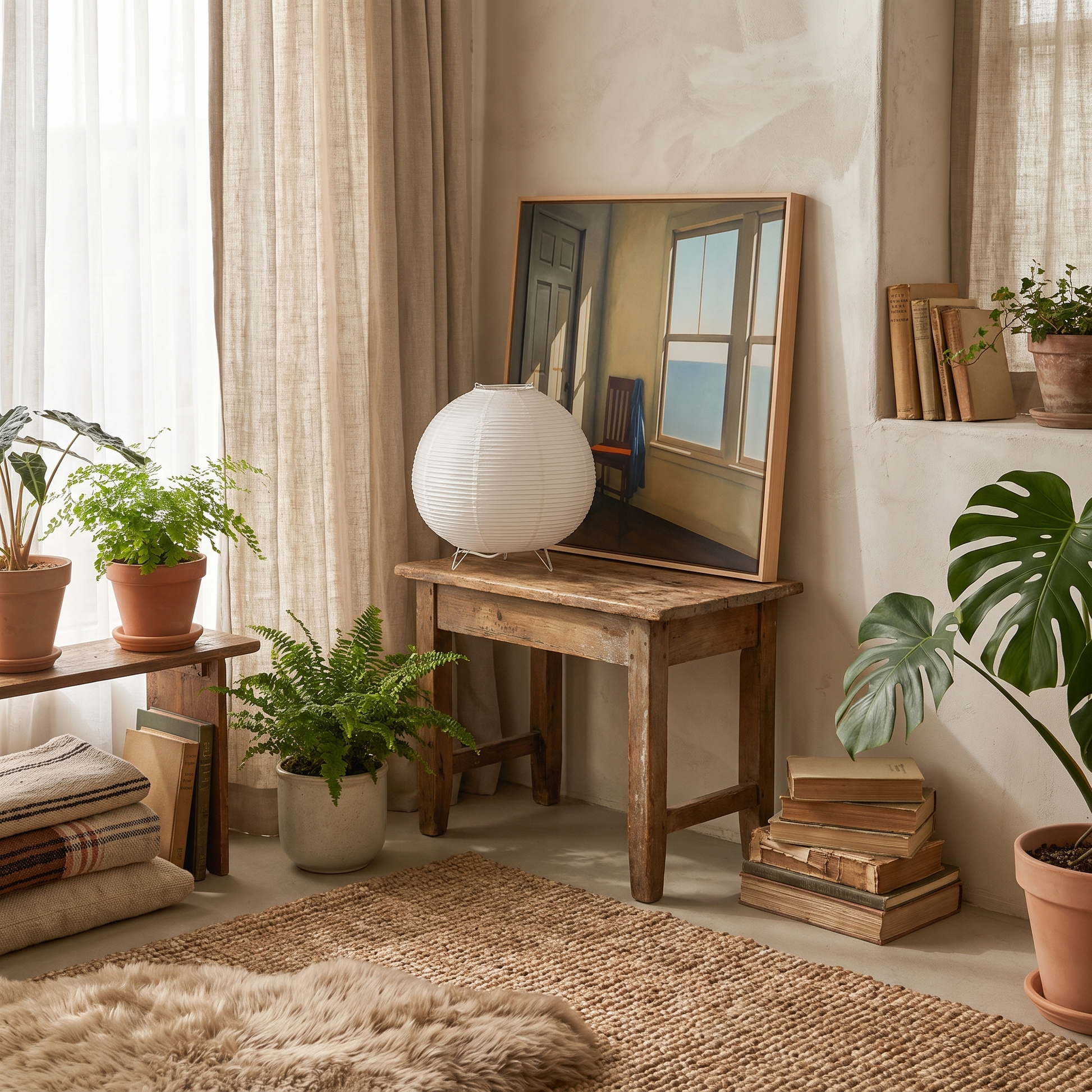 Wabi-Sabi Paper Globe Table Lamp Nordic LED Bedside Light