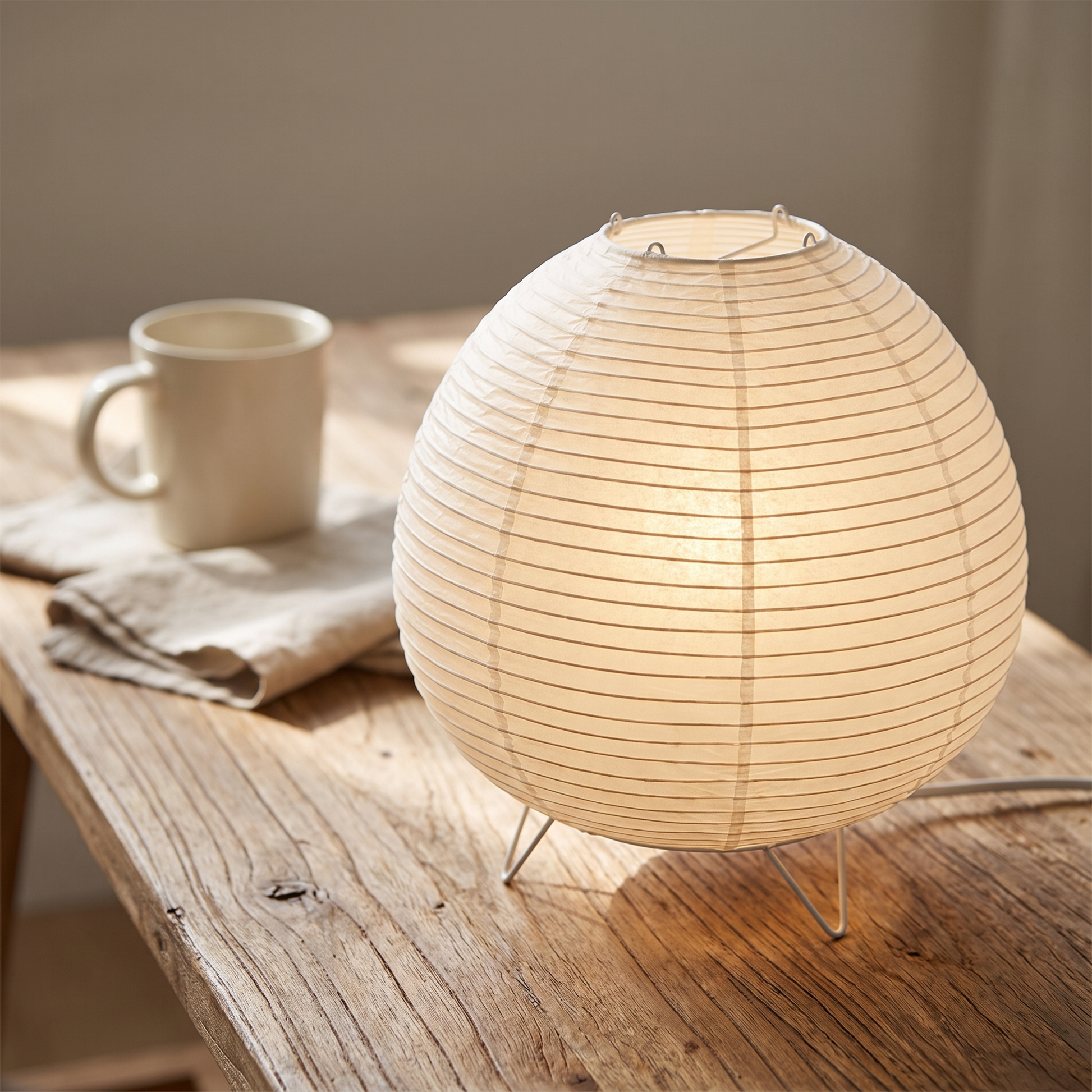 Wabi-Sabi Paper Globe Table Lamp Nordic LED Bedside Light