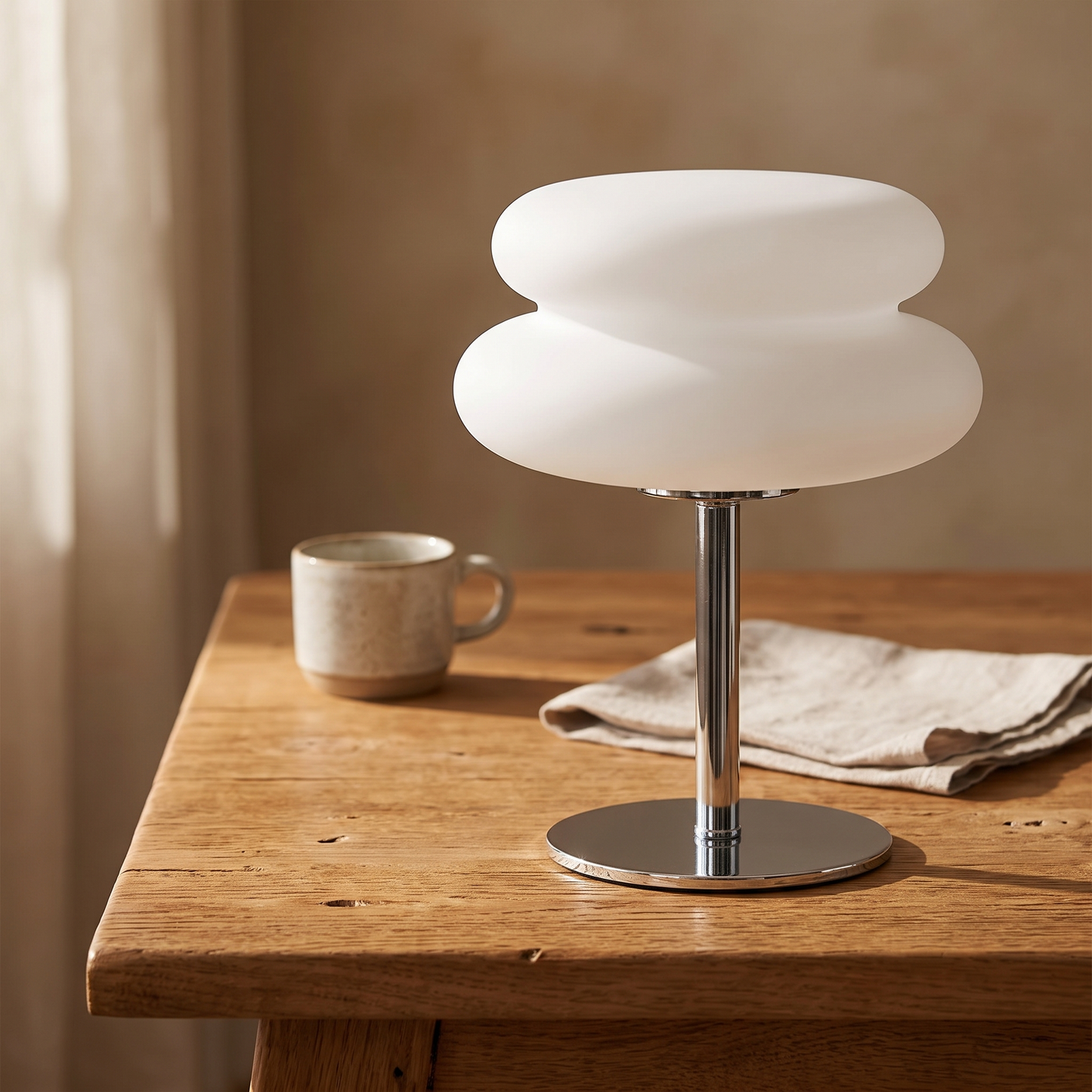 Cream Bedside Table Lamp 3-Colour Dimmable USB-C