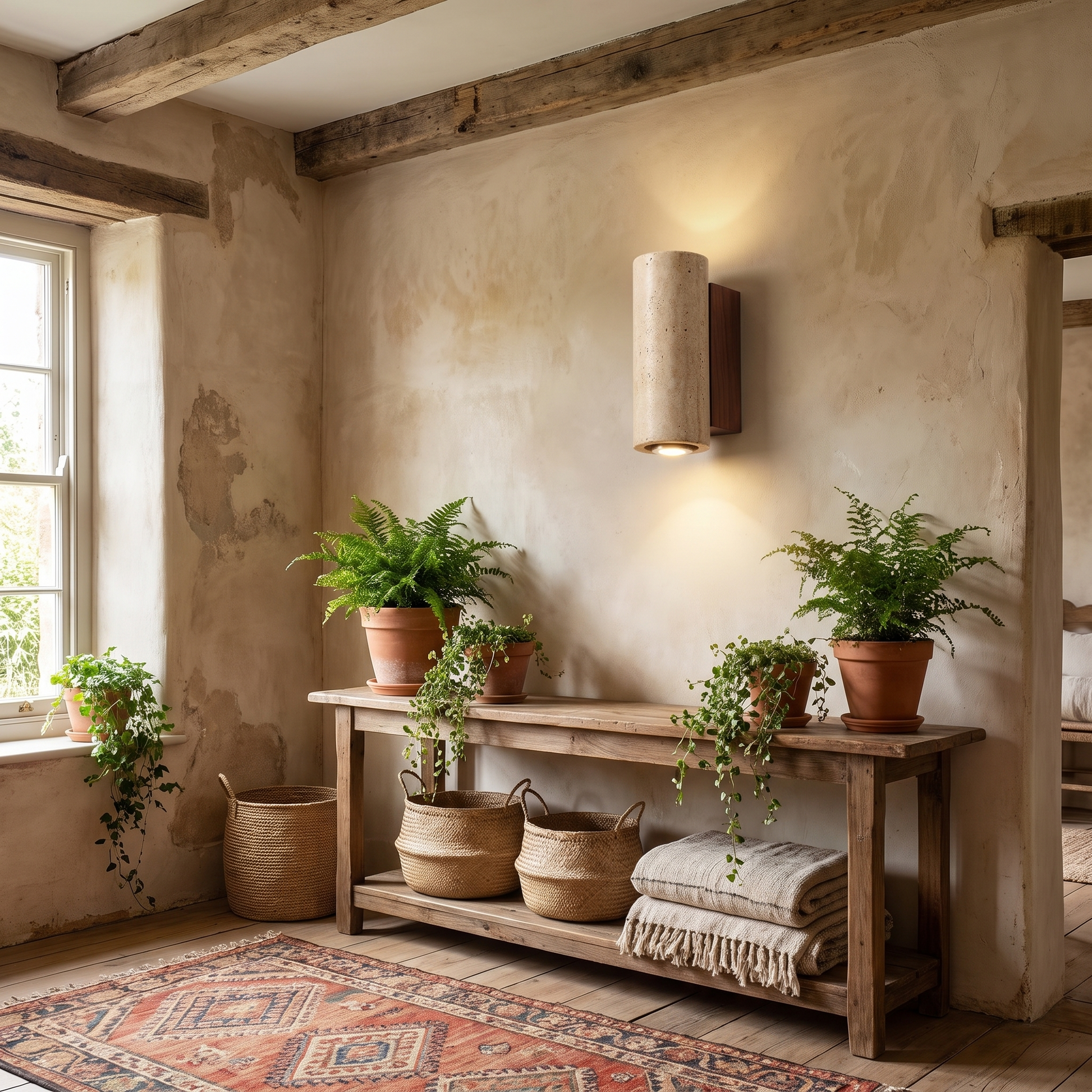 Travertine Marble Wall Light Wabi-Sabi Up and Down LED Sconce