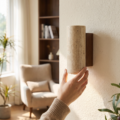 Travertine Marble Wall Light Wabi-Sabi Up and Down LED Sconce