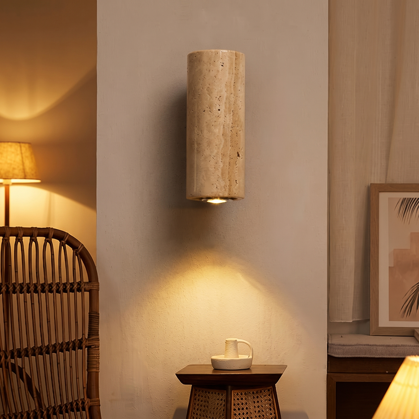 Travertine Marble Wall Light Wabi-Sabi Up and Down LED Sconce