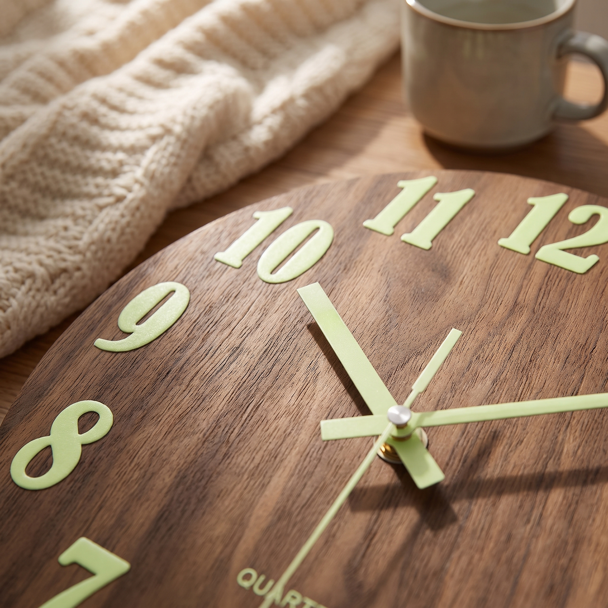 Luminous Wood Wall Clock Silent Glow-in-the-Dark Nordic