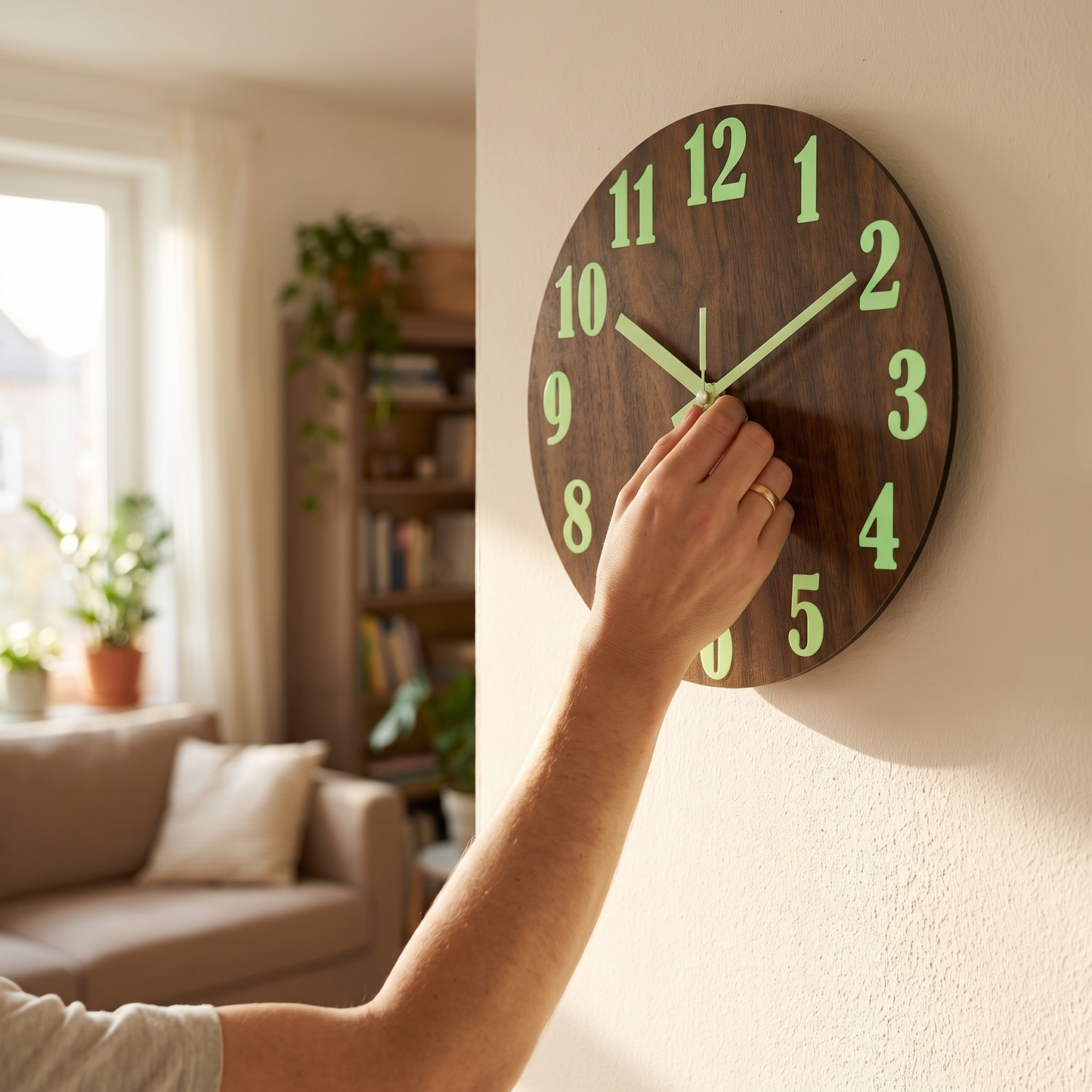 Luminous Wood Wall Clock Silent Glow-in-the-Dark Nordic