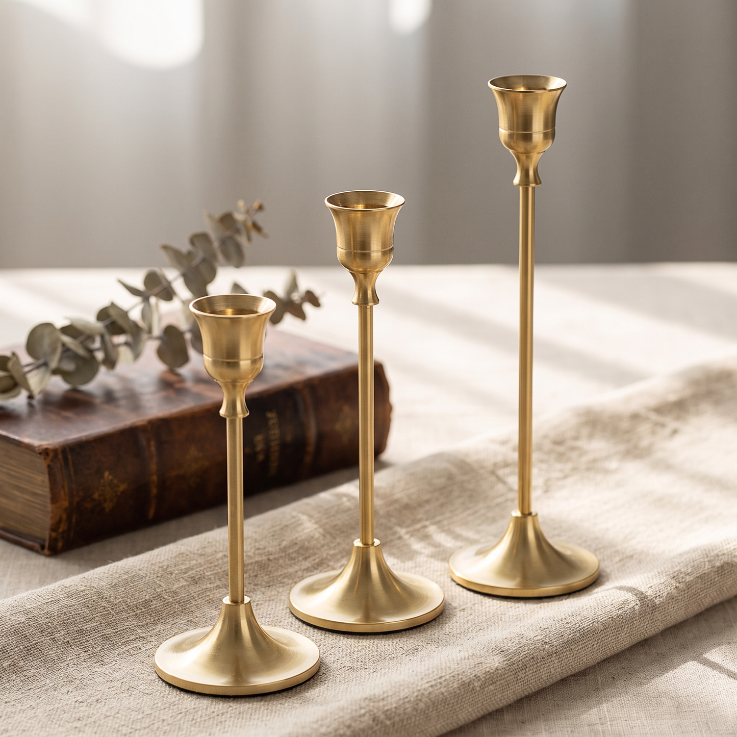 Vintage Metal Candle Holders Tapered Candlesticks Set of 3