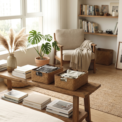 Woven Seagrass Basket Natural Wicker Storage and Plant Basket