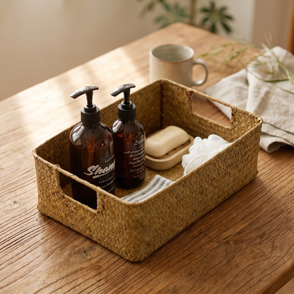Woven Seagrass Basket Natural Wicker Storage and Plant Basket