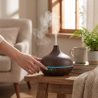 Wood Grain Aroma Diffuser 300ml Ultrasonic Mist and Night Light
