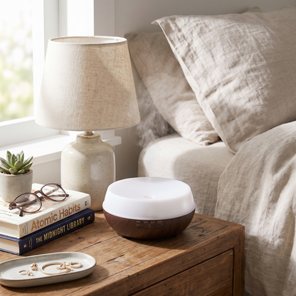 Wood Grain Aroma Diffuser 300ml Ultrasonic Mist and Night Light