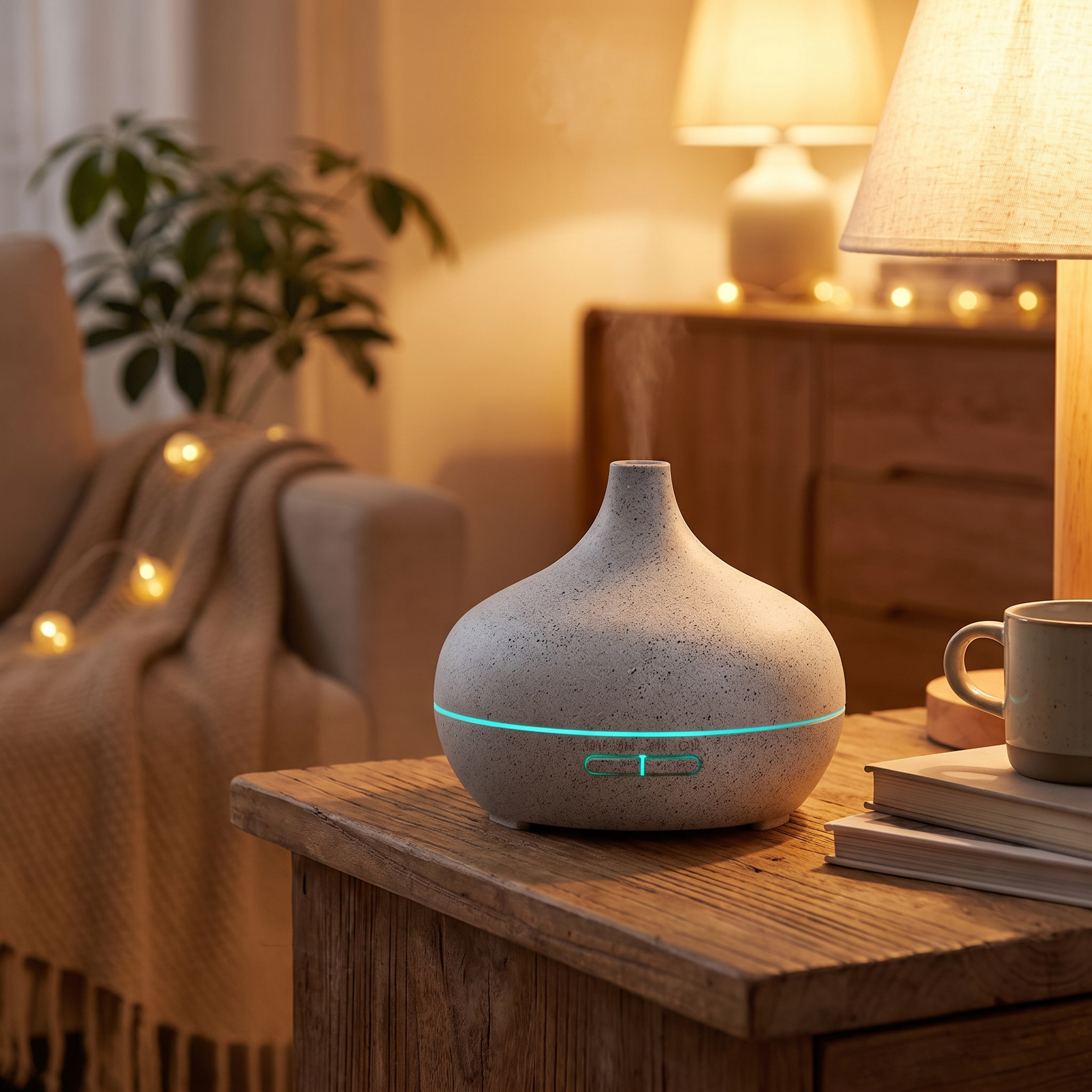 Wood Grain Aroma Diffuser 300ml Ultrasonic Mist and Night Light
