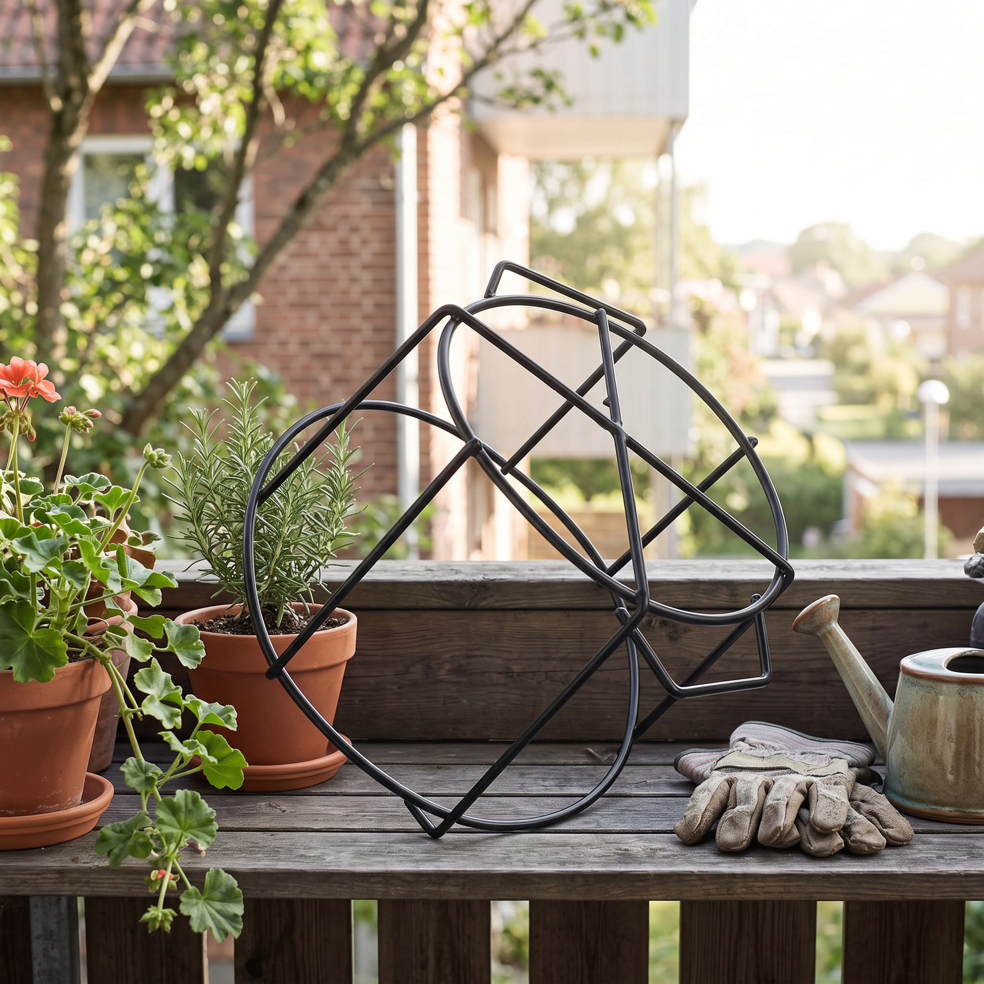 Balcony Rail Planters Black Metal Hanging Pot Holders