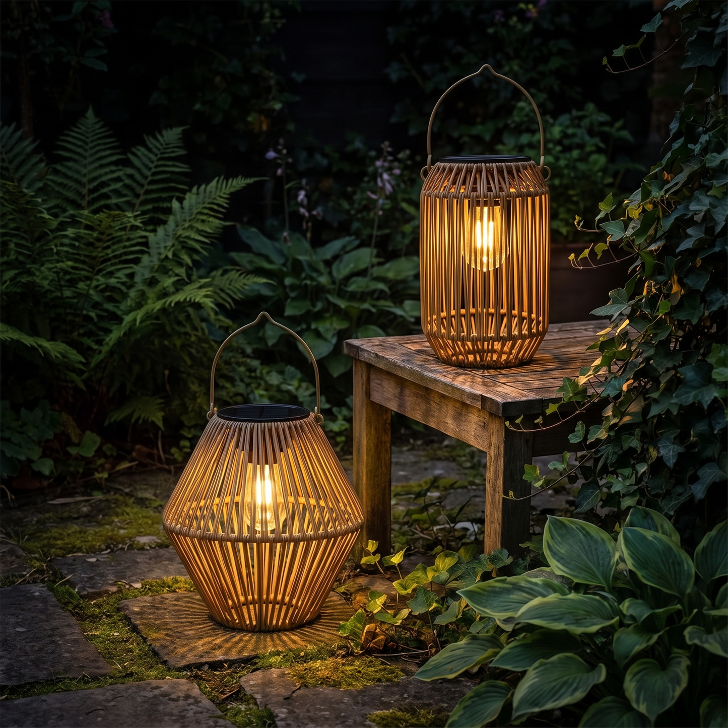 Woven Solar Lantern Boho Hanging Garden Light