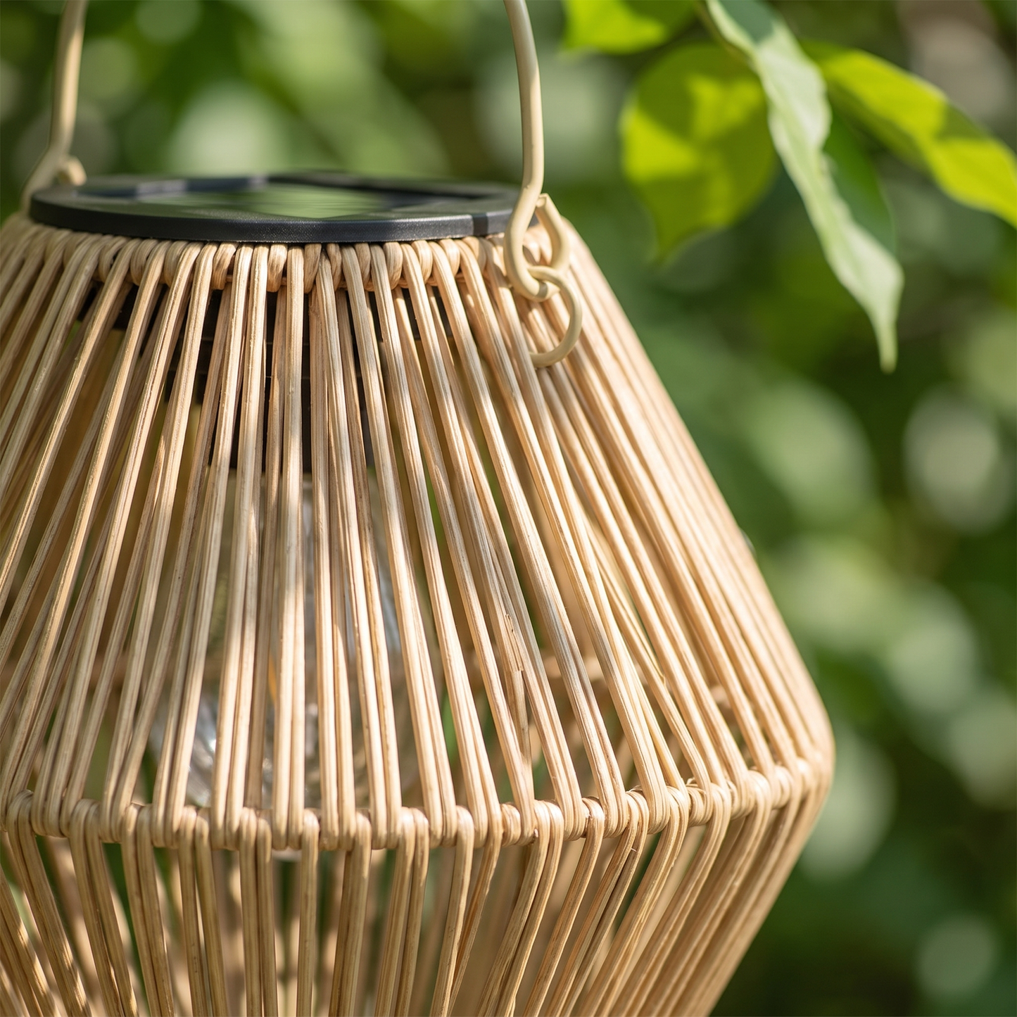 Woven Solar Lantern Boho Hanging Garden Light