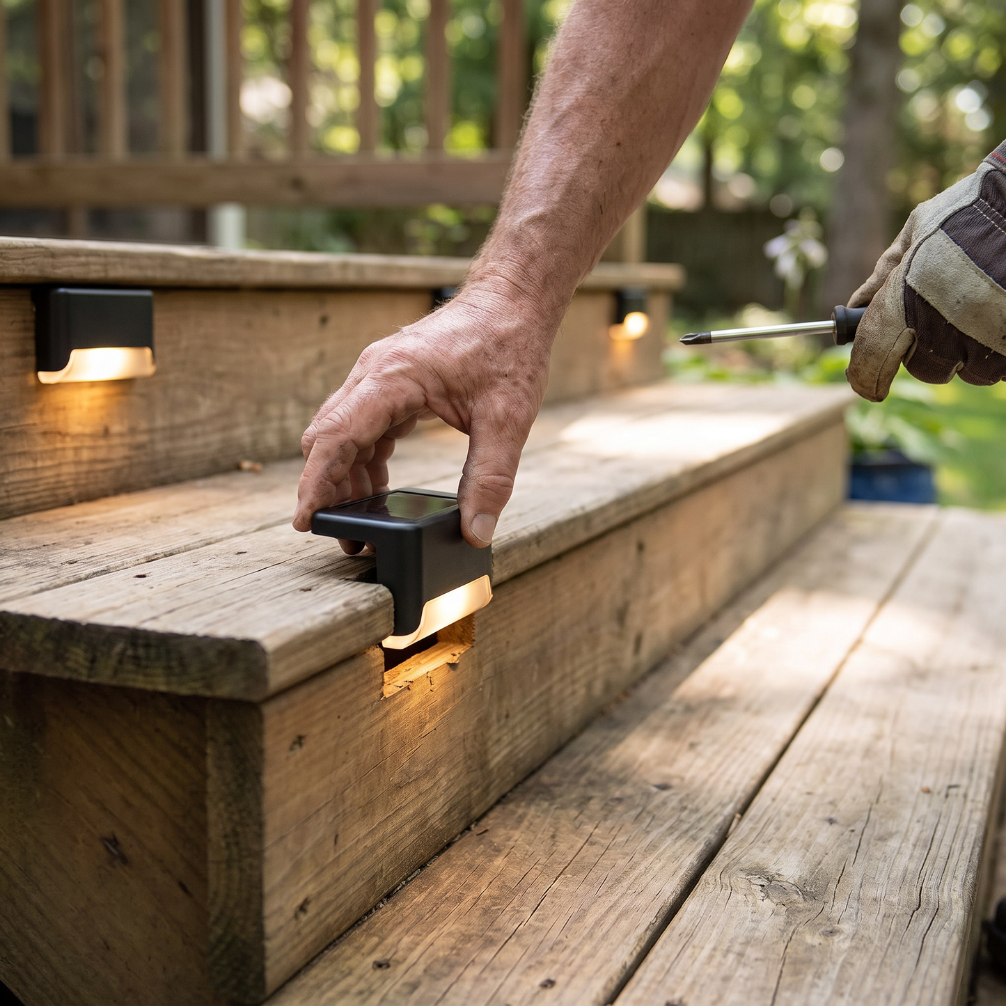 Solar Step Lights Warm White Deck Stair and Path Lights