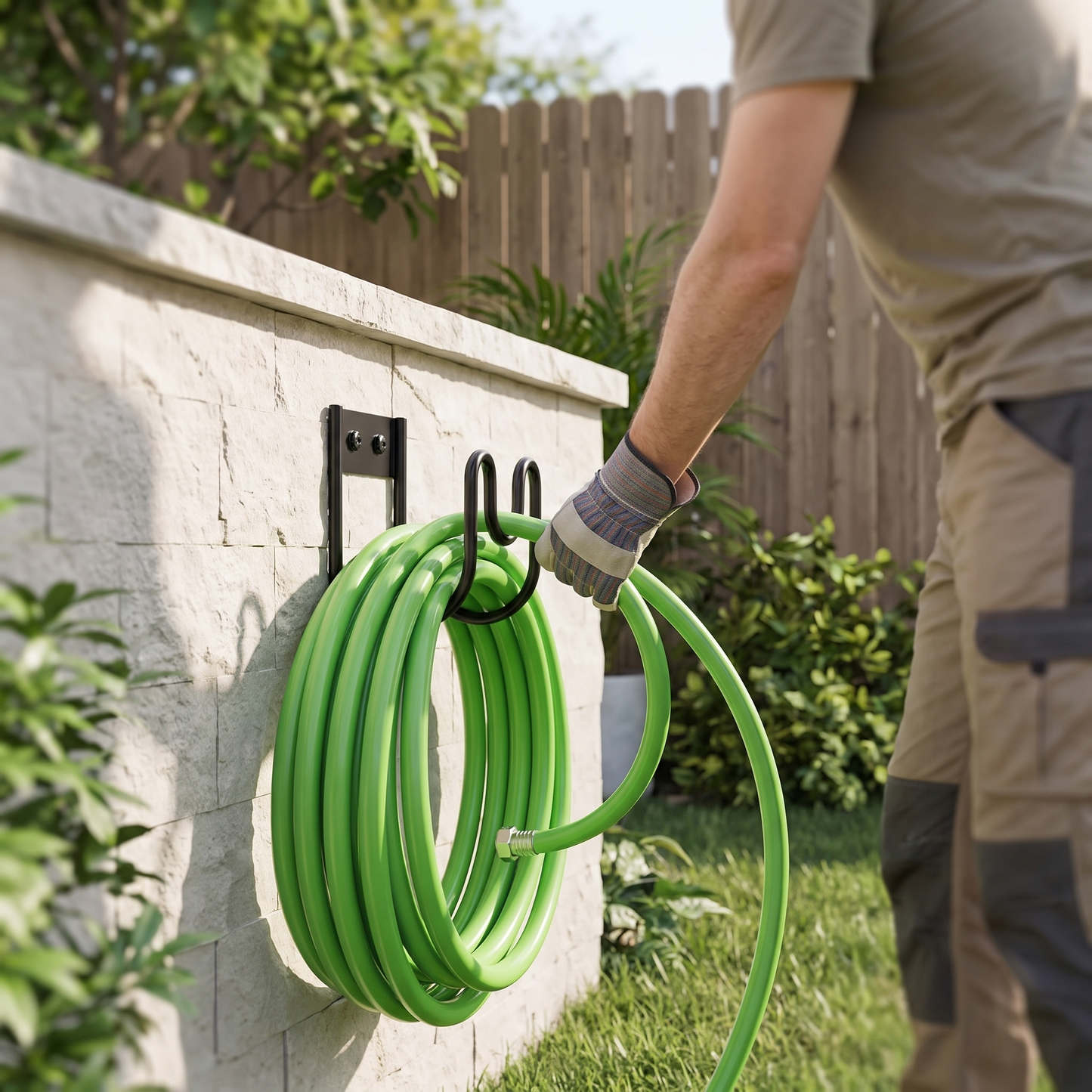 Wall Mounted Hose Hanger Black Iron Garden Hose Holder