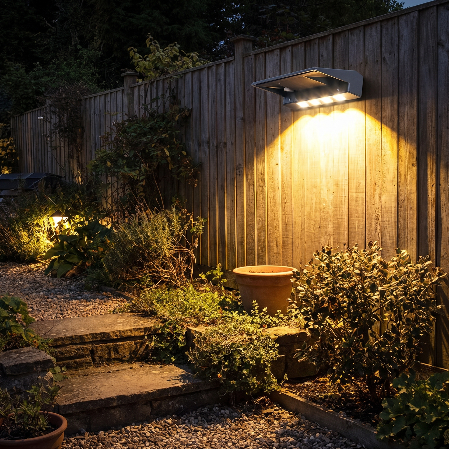 Solar Fence Wall Light Warm Arc Outdoor Deck Light