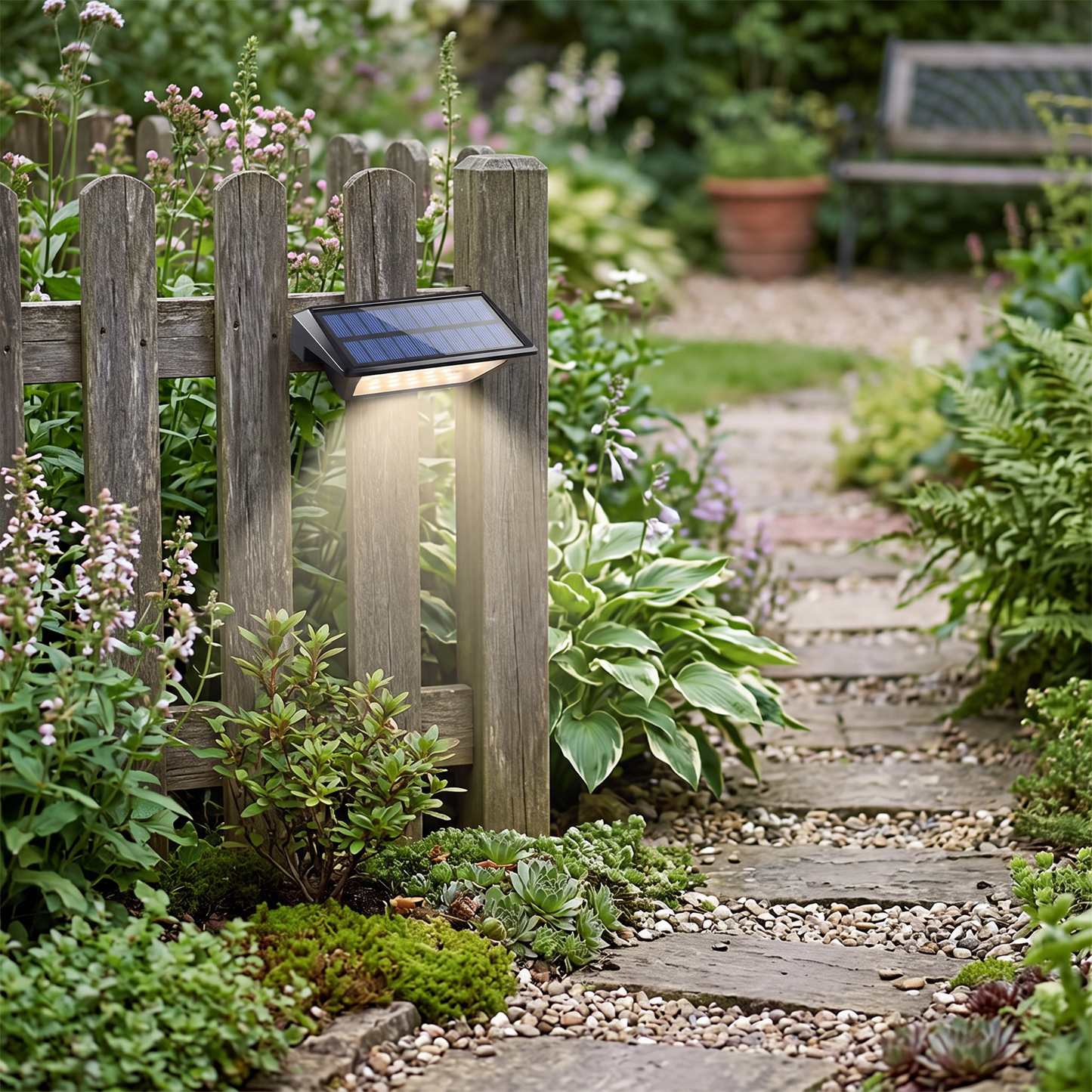 Solar Fence Wall Light Warm Arc Outdoor Deck Light