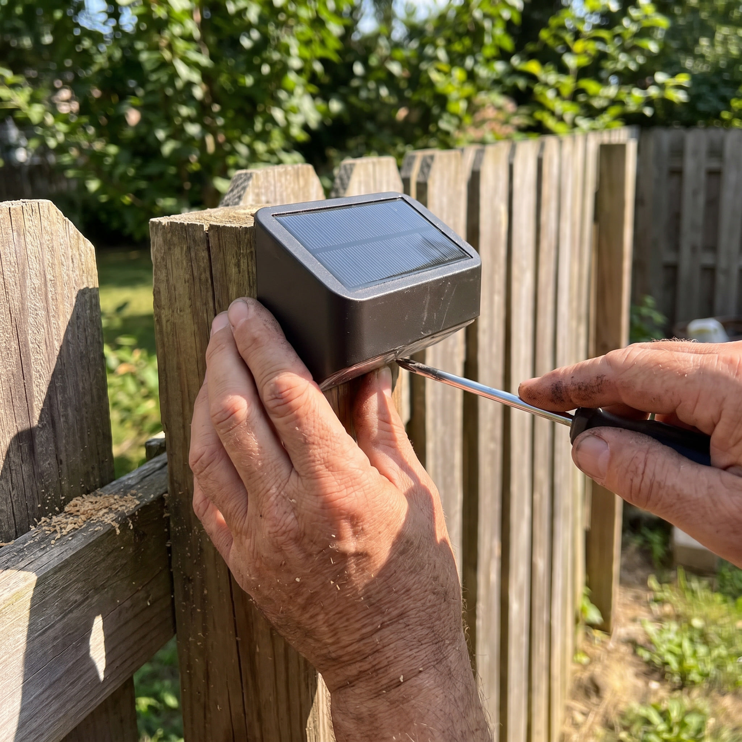 Solar Fence Wall Light Warm Arc Outdoor Deck Light