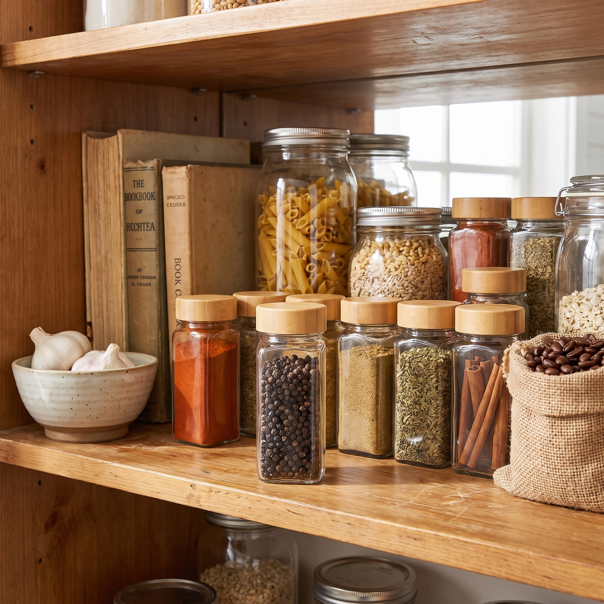 Glass Spice Jar Set with Bamboo Lids