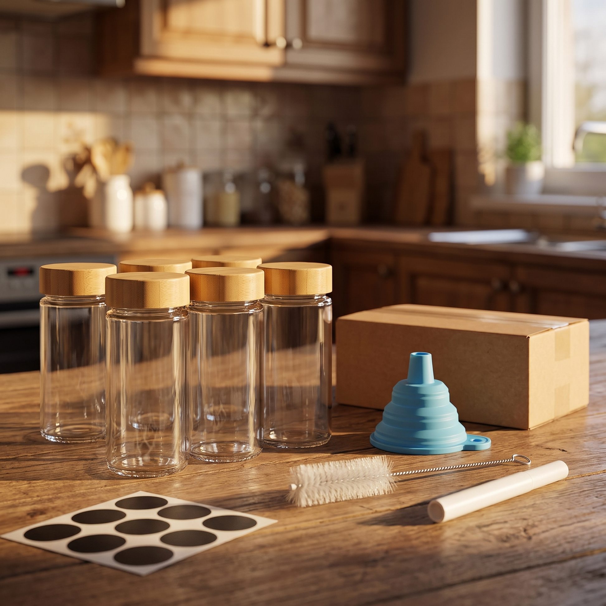 Glass Spice Jar Set with Bamboo Lids