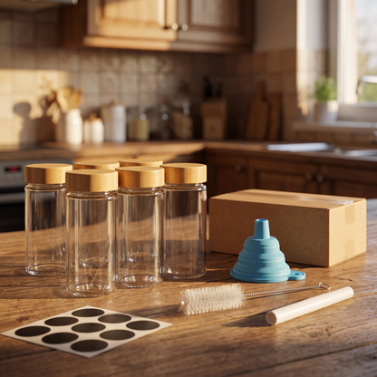 Glass Spice Jar Set with Bamboo Lids