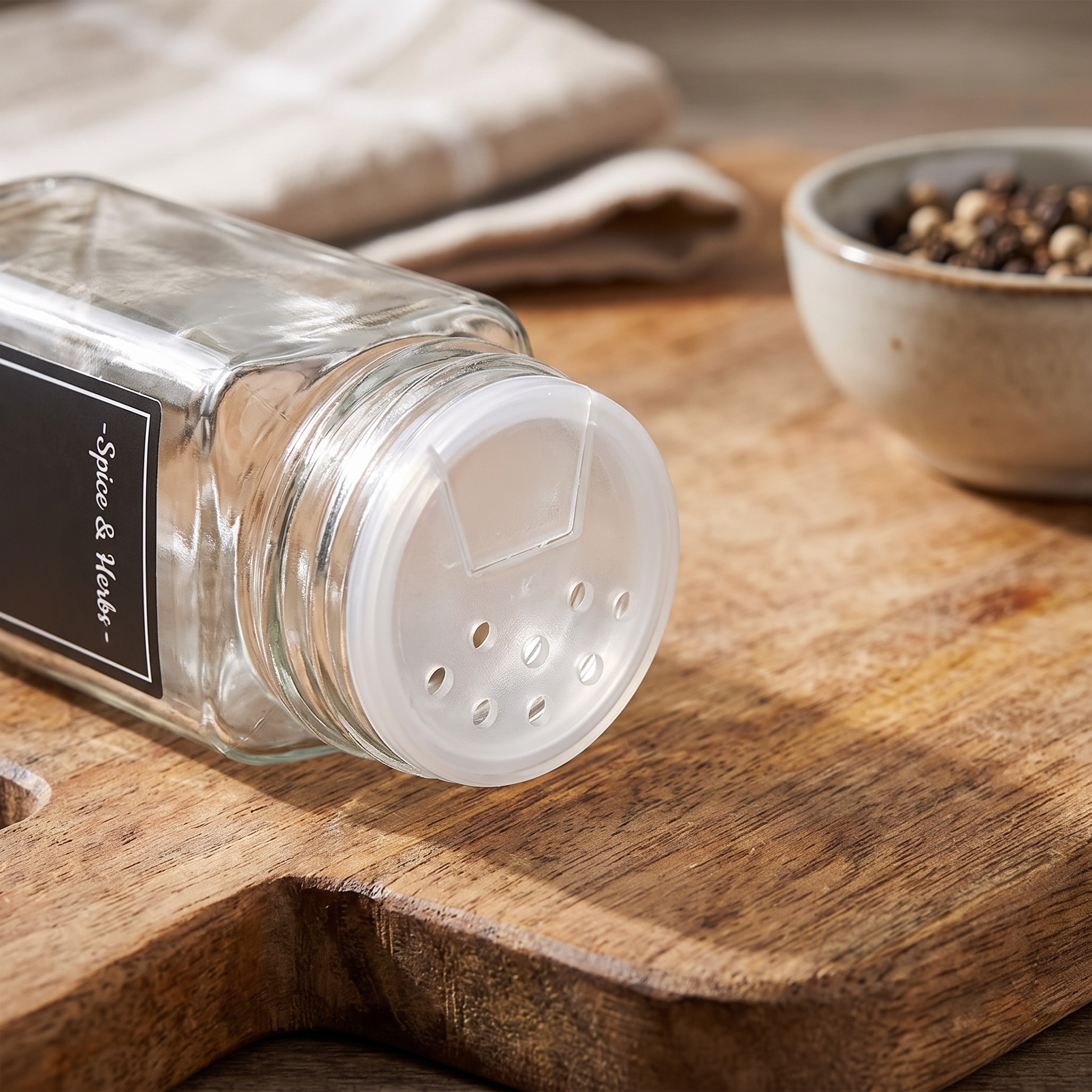 Glass Spice Jar Set with Bamboo Lids