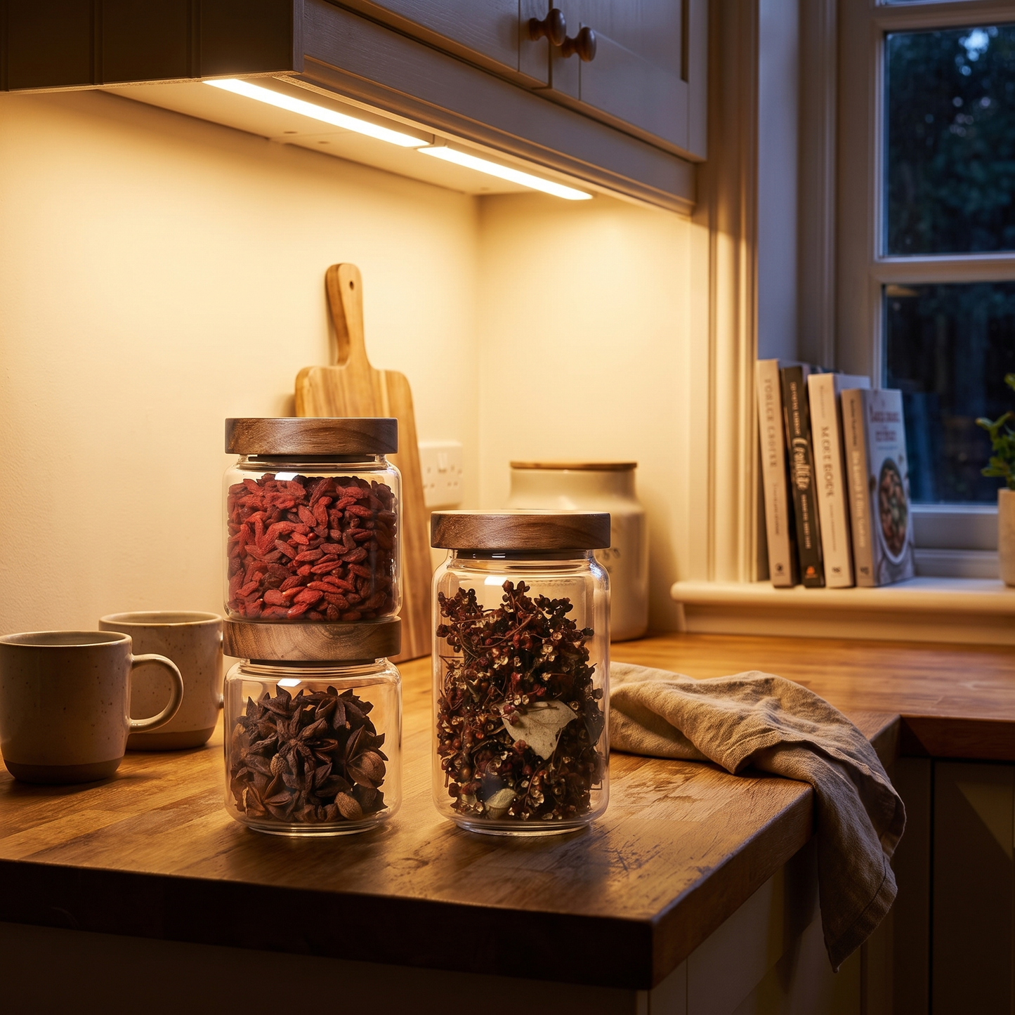 Wood-Lid Airtight Glass Canister