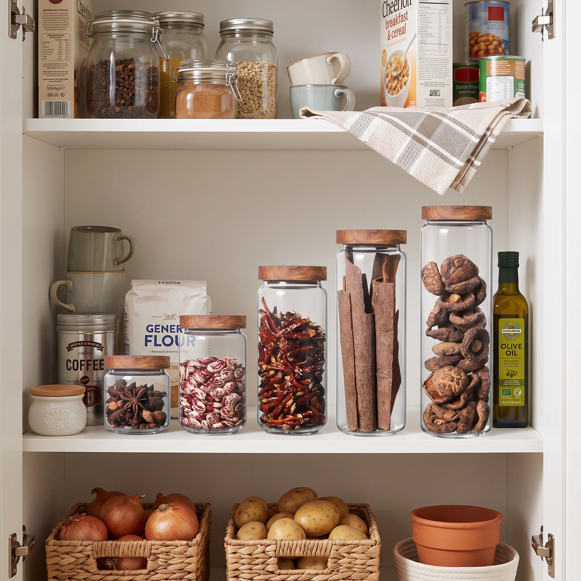 Wood-Lid Airtight Glass Canister
